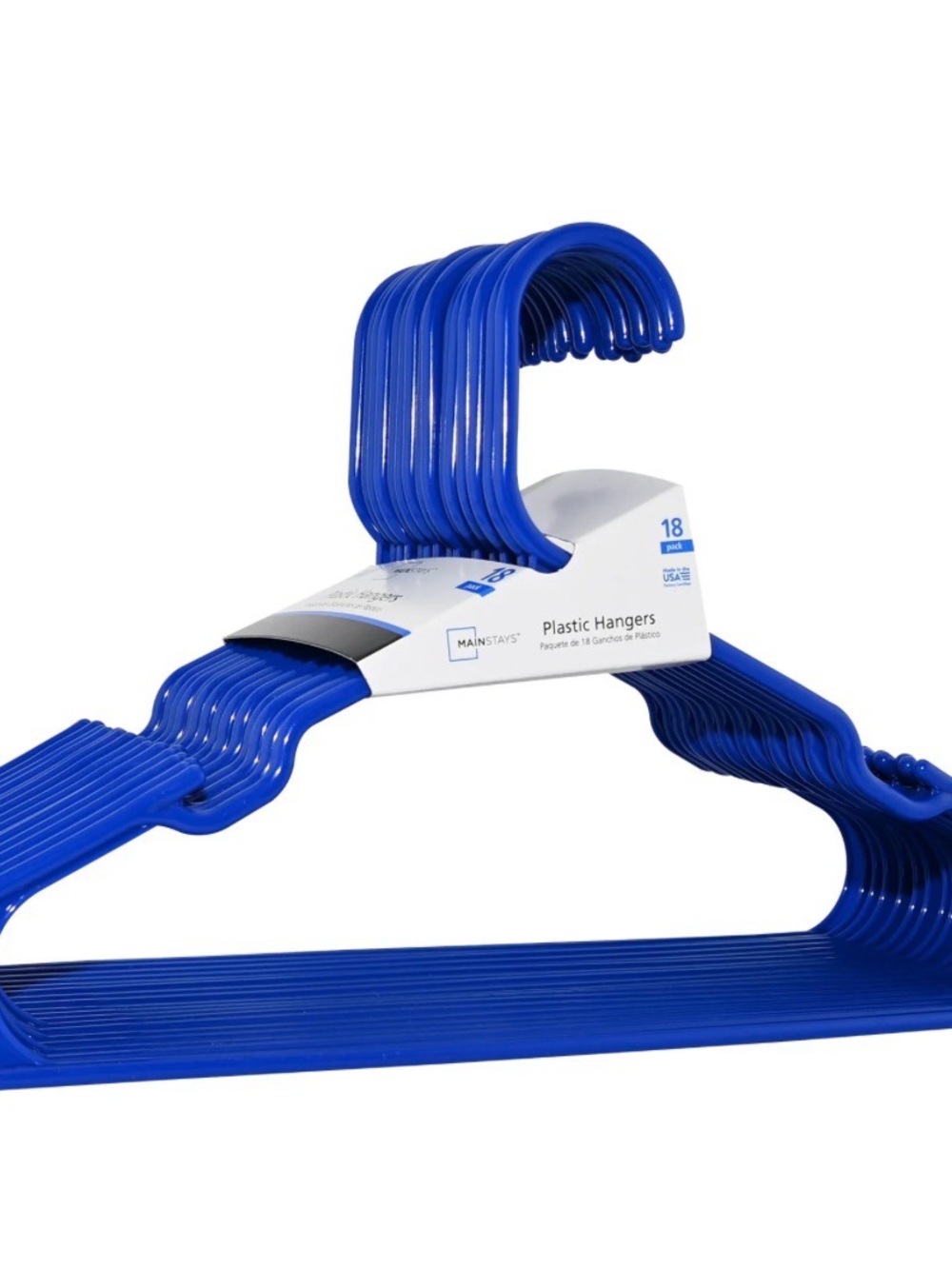 Mainstays Bright Blue Non-Slip Plastic Closet Hangers - 18 Pack
